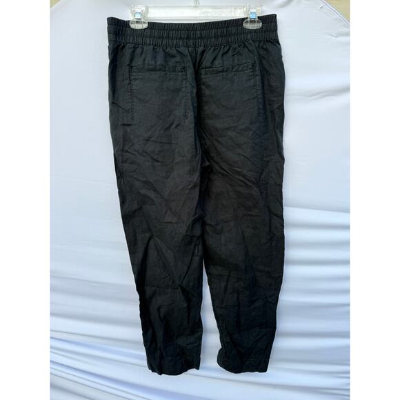 Athleta Retreat Charcoal Black Wide Leg 100% Linen Active Ankle Pant Sz Small - Picture 8 of 10